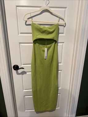 house of harlow lime green dress House of Harlow 1960 lime green plunge v neck flowy dress